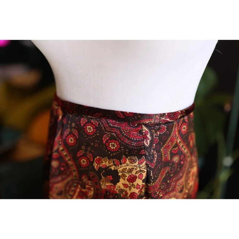 Kathie Lee Collection Vintage Paisley Dark Floral Maxi Skirt XL